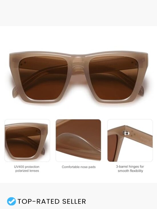 Oversized Square Cat Eye Polarized Sunglasses Trendy Cateye Style SJ2179